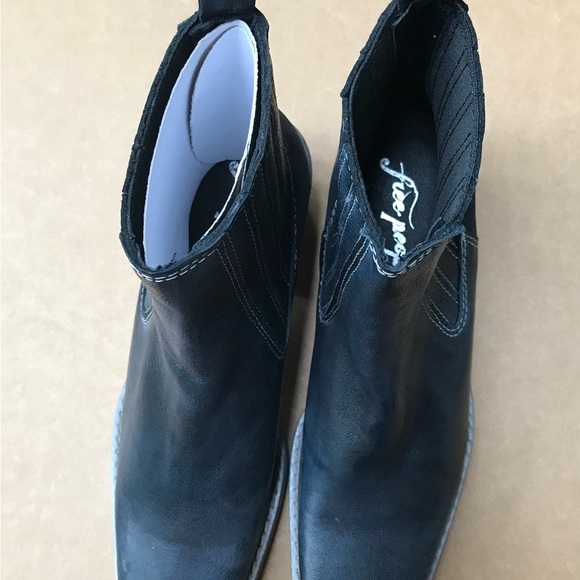 #0998 Free People Sz 6 Leather Square Toe Western Ankle Boots | Blue | NWOT - Picture 13 of 14